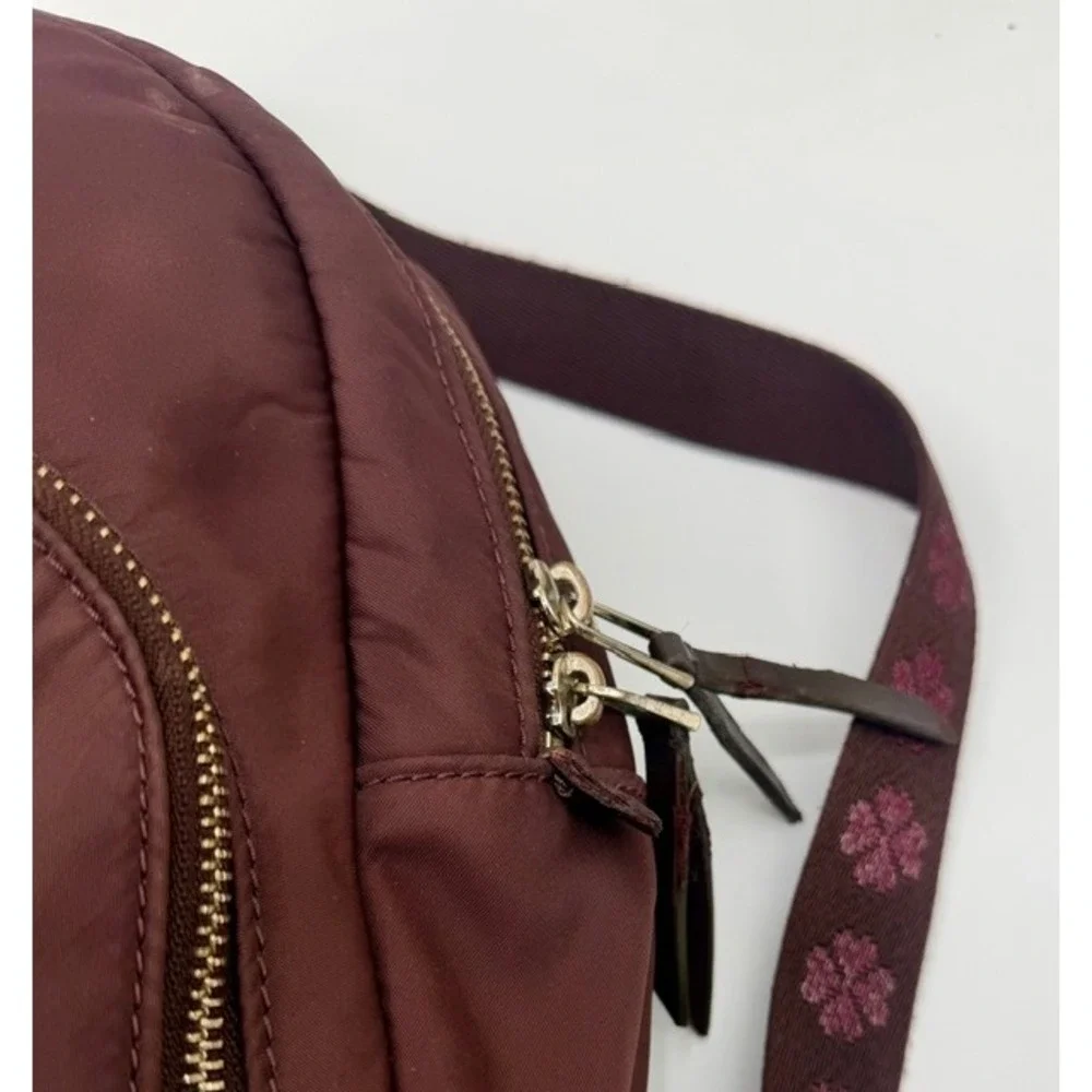 Kate Spade New York Nylon Messenger Bag Brown Floral‎ Strap Adjustable